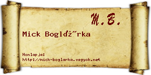 Mick Boglárka névjegykártya